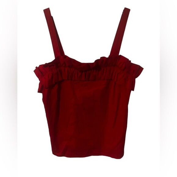 Amanda Uprichard medium Red Ruffle Tank Top - Picture 1 of 5